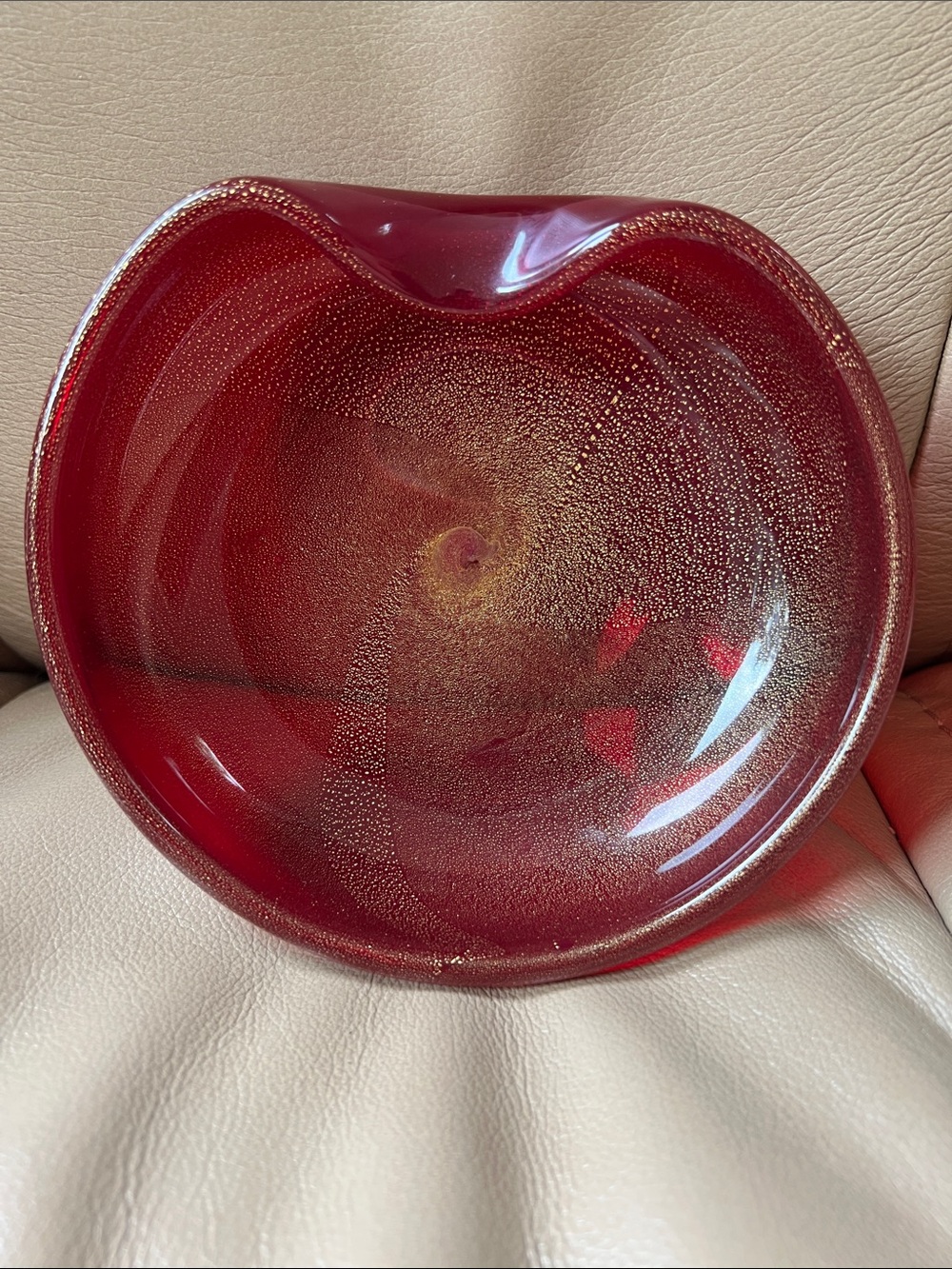 Tiffany & Co. Elsa Peretti design Crimson Glass Bowl with Gold Fleck
